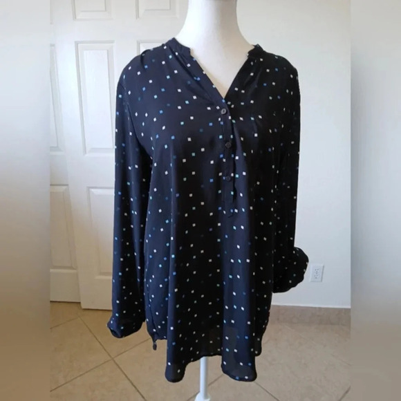 Worthington Tops - Worthington‎ Womens Tunic Black Roll Tab Sleeve Medium